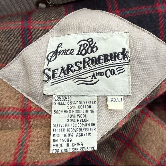 Sear and Roebuck Men’s Winter Parka Coat Wool Lined XXLT - Picture 10 of 12